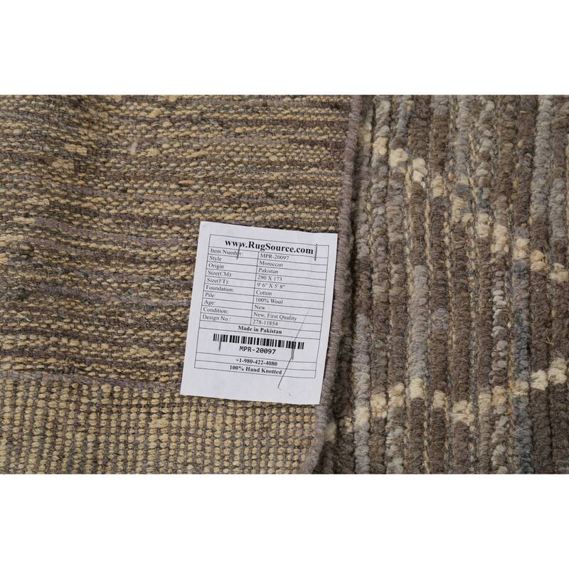 All-Over Trellis Moroccan Oriental Area Rug Handmade Beige Wool Carpet - 5'8"x 9'6"