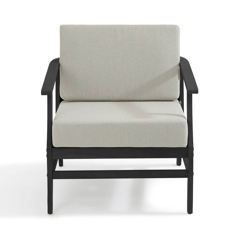 2 Set Patio Teak Wood Outdoor Chair and Side Table Set with Cushions