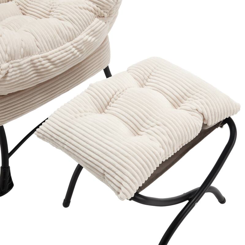 Modern Lounge Chair with Ottoman, Leisure Chair with Footrest for Small Space