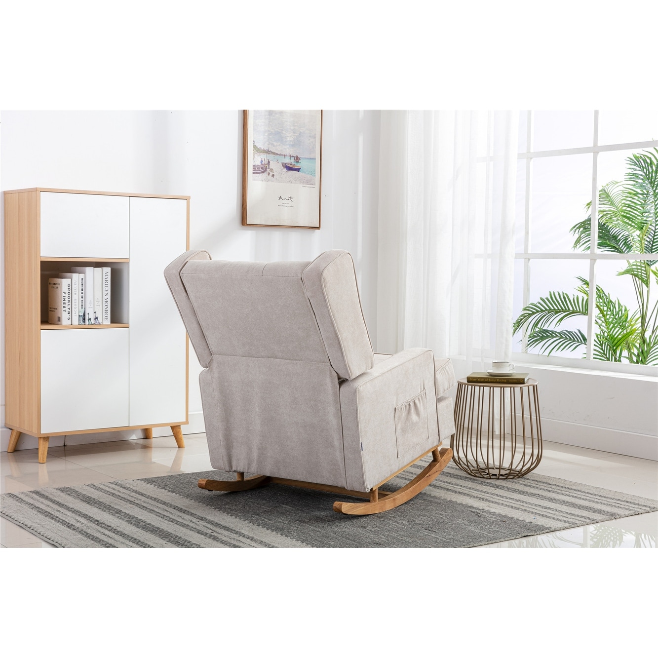 Nursery Rocking Chair Upholstered Mid Century Modern Rocker