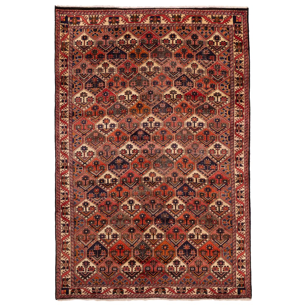 ECARPETGALLERY Hand-knotted Kayseri Vintage Red Wool Rug - 6'11 x 10'4
