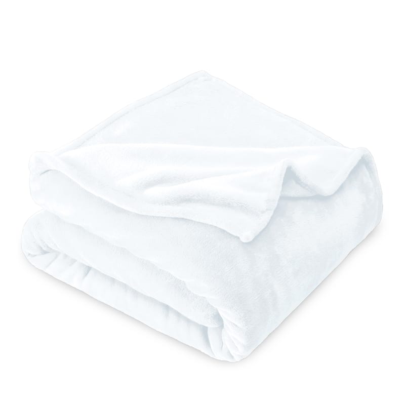 Bare Home Microplush Fleece Blanket - Ultra-Soft - Cozy Fuzzy Warm - Twin - Twin XL - White