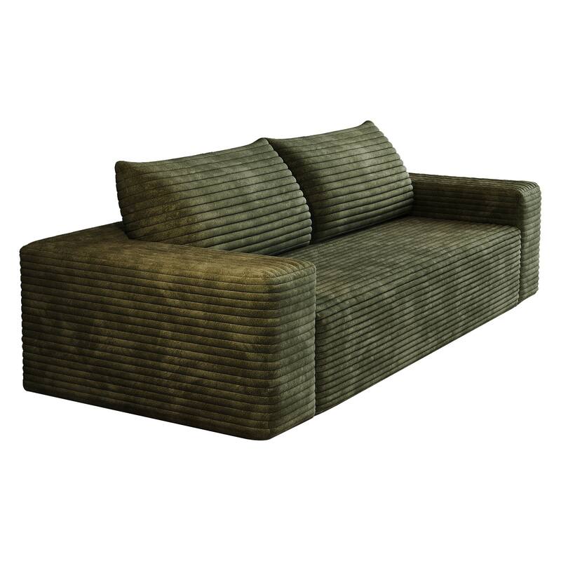 Corduroy Upholstered Boneless Sofa, Full Compression Cloud Couch, High-Density Foam 3 Setaser Sofa for Living room, Bedroom