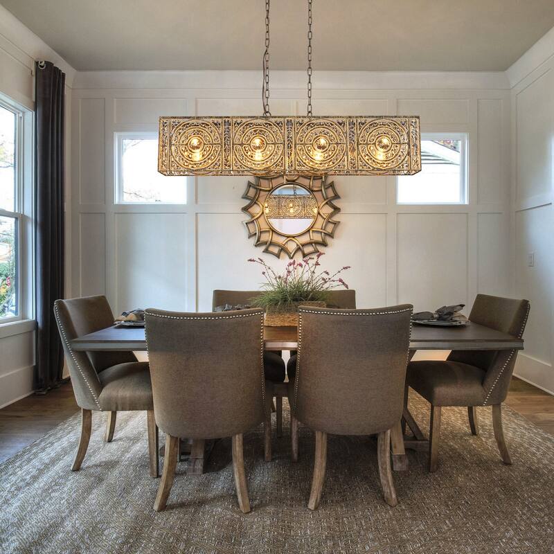 Vintage Glam 4-Light Linear Crystal Pendant Light for Kitchen Island Dining Room