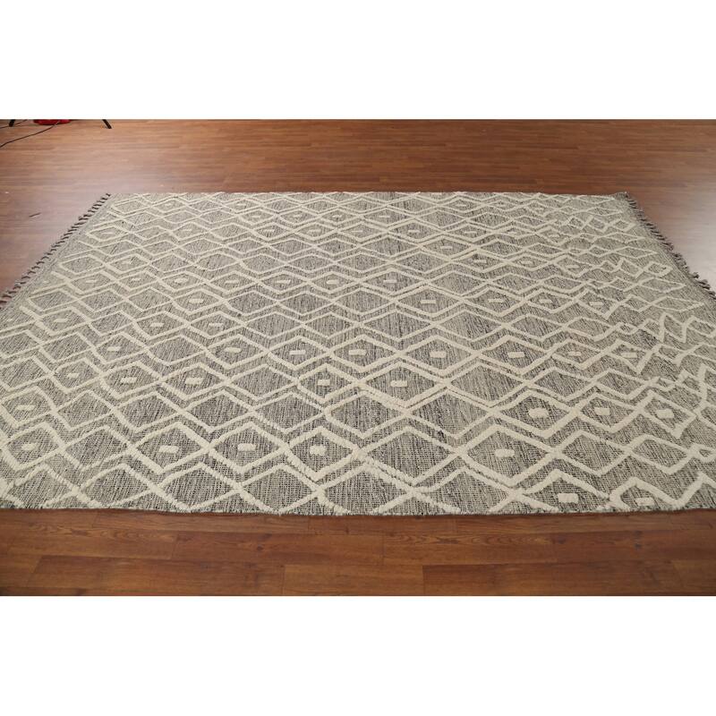 Trellis Moroccan Area Rug Handmade Oriental Wool Carpet - 6'10"x 10'3"
