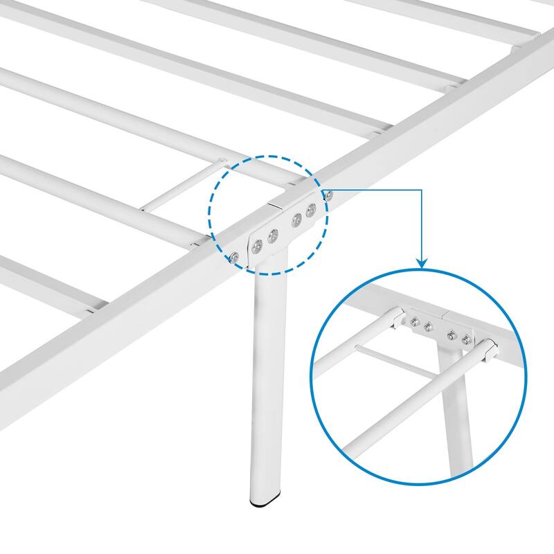 Javlergo 2-Pack White Twin Size Kids Bed Frame Set with Headboard Footboard Underbed Storage Noise-Free for Children's Room