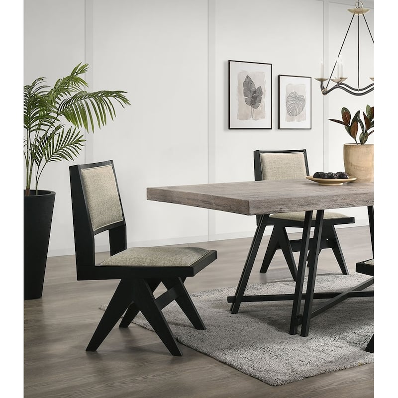 Dining Room Side Chairs Upholstery Seat 2pc Dining Side Chairs - Black,Light Grey