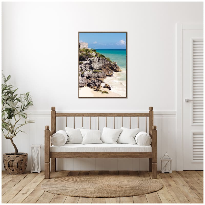 Kate and Laurel Sylvie Tulum Ruins Mexico Seascape Framed Canvas by Stephanie Klatt