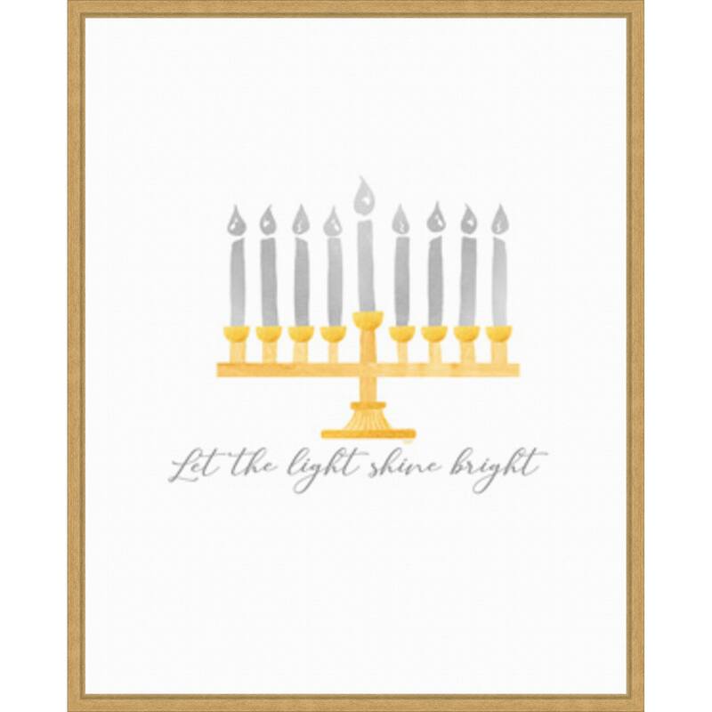 Hanukkah Lights portrait I-Light Shine Bright by Tara Reed (23 x 28 in.), Framed Canvas Wall Art Print - Sylvie Bright Gold