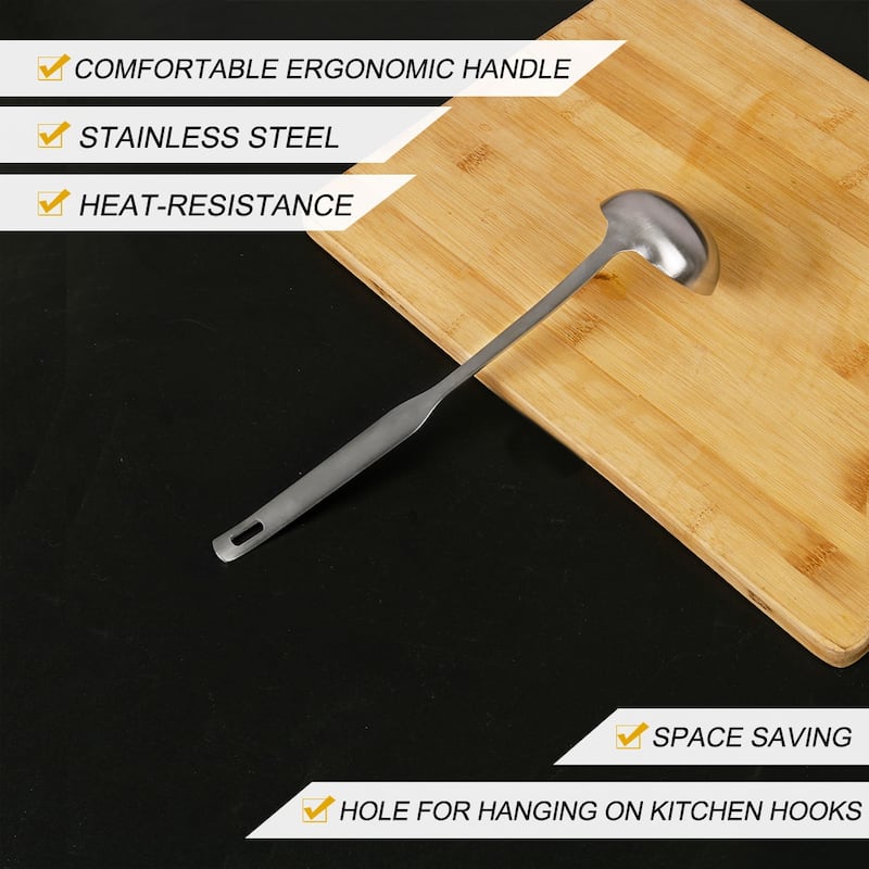 9.8" Stainless Steel Soup Spoon Ladle Brushed Finish Serving Flatware Cooking - Silver