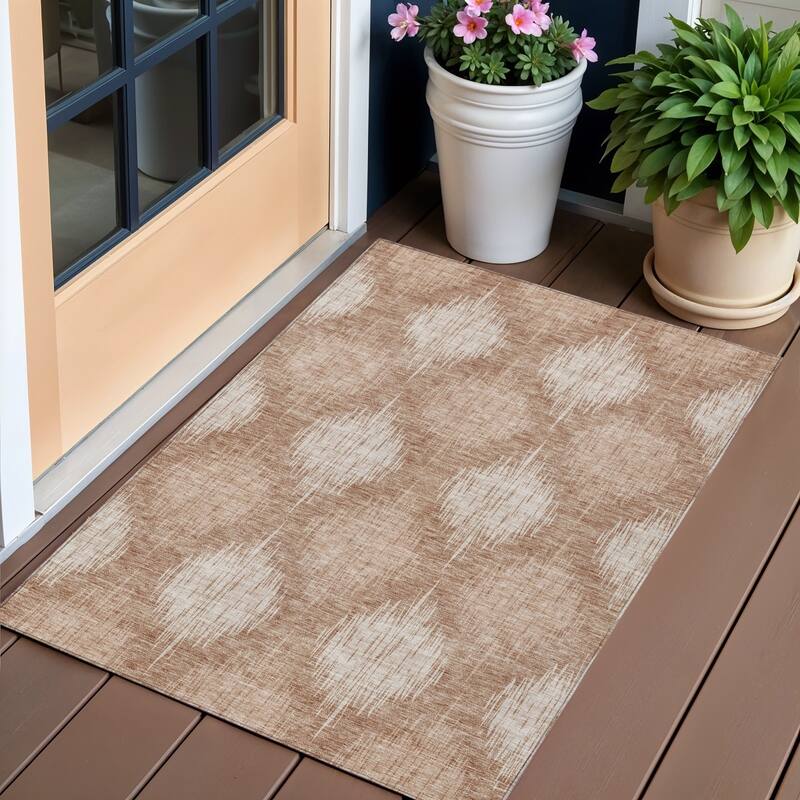 HomeRoots Ikat Transitional Rectangle Outdoor Rug - 3' x 5'