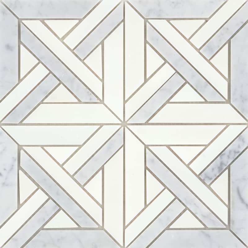 Emser Tile Alluro - 12" x 12" Square Basketweave Mosaic Wall Tile - - Silver