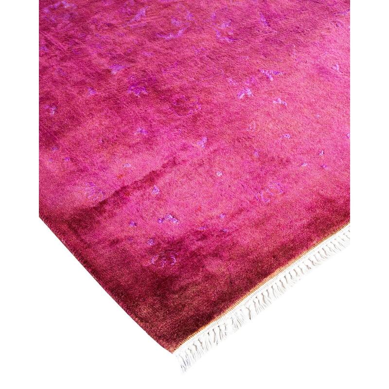 Overton Hand Knotted Wool Vintage Inspired Modern Contemporary Overdyed Red Area Rug - 12' 3" x 17' 5"