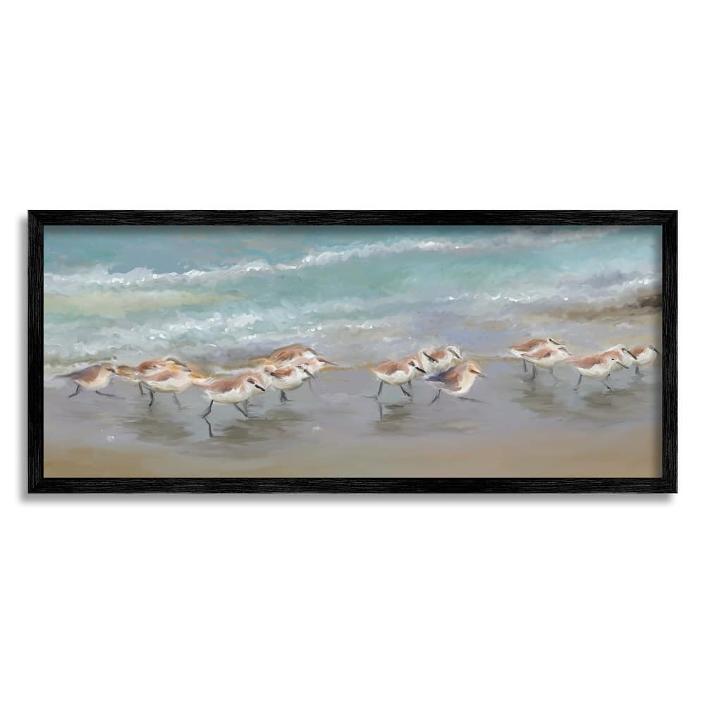 Stupell Sandpiper Flock Shoreline Splashing Framed Giclee Art by Rick Novak