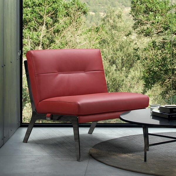 Contemporary Armless Leather Accent Chair Alanzo Collection - Overstock