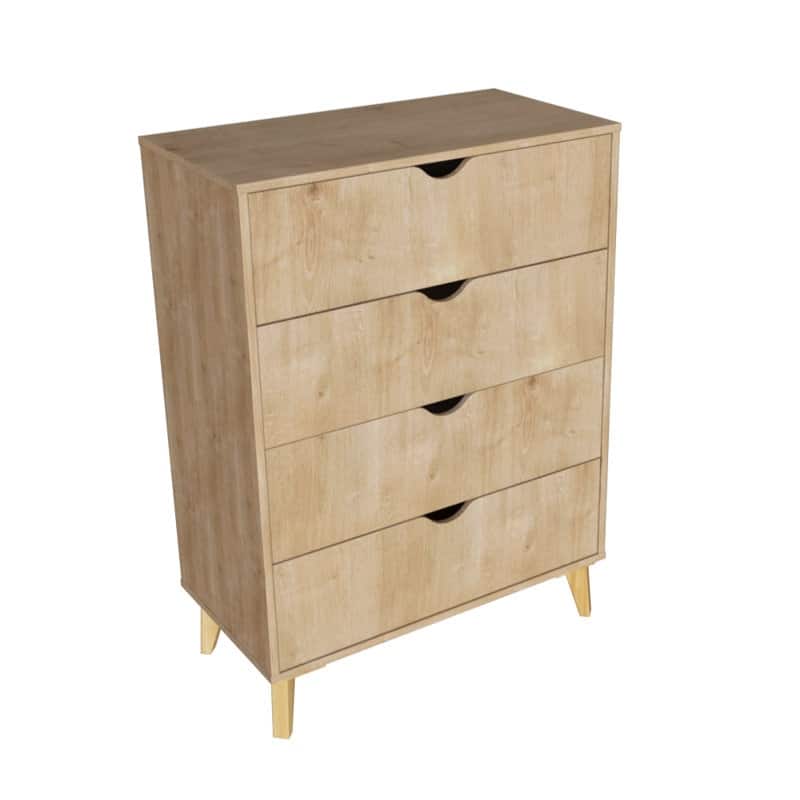 Mid Century Modern Tall 4-Drawer Dresser