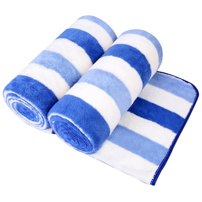 2-Piece Fleece Cabana Beach Towel Set Absorbent Pool Towels