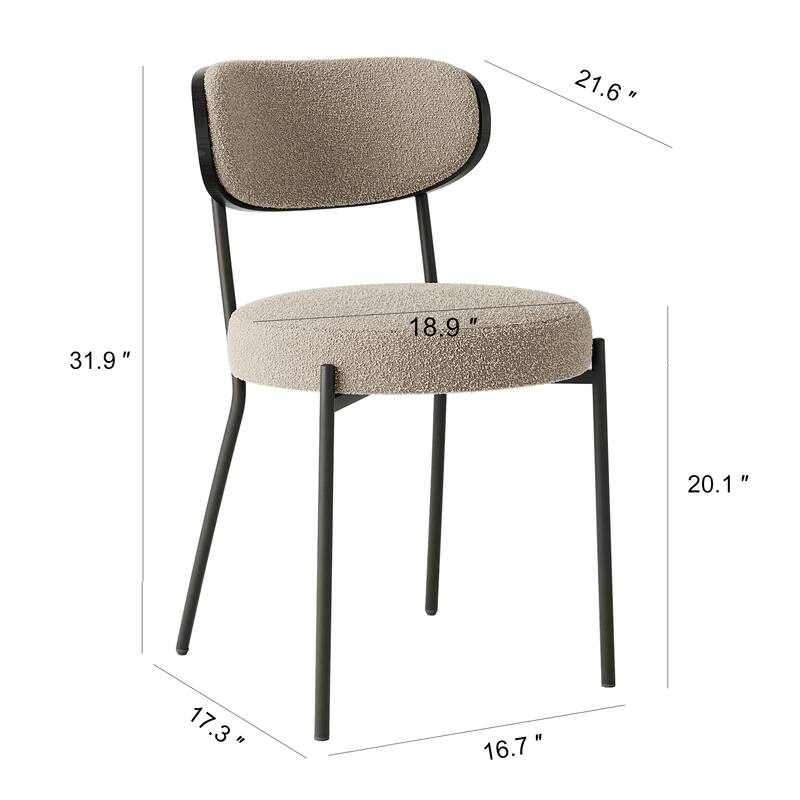 Teddy 2 Piece Kitchen Dining Chair Set with Cushions, Black Metal Legs, Soft Back for Dining Room Kitchen Living Room Bedroom
