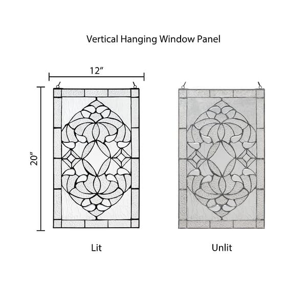 River of Goods 20-Inch Floral Clear Glass Window Panel - 12" x 0.25" x 20"