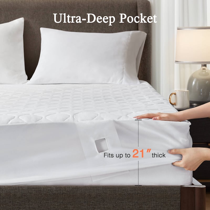 Beautyrest Cotton Deep Pocket Heated Mattress Pad-20 Heat Settings - White