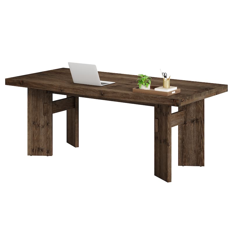 63" Solid Wood Executive Desk, Home Office Computer Study Writing Table for Office Conference Room