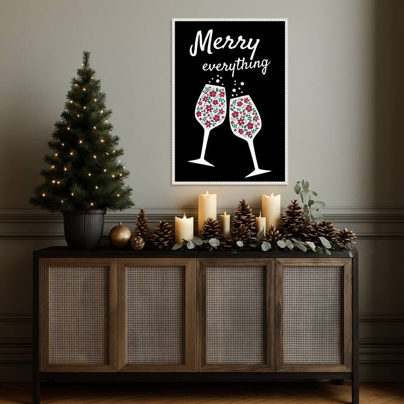 Merry Everything by Emeliemaria (23 x 33 in.), Framed Canvas Wall Art Print - Sylvie Beaded White