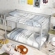 preview thumbnail 1 of 18, Gymax Twin Over Twin Low Metal Bunk Bed with Ladder Guardrails for Silver
