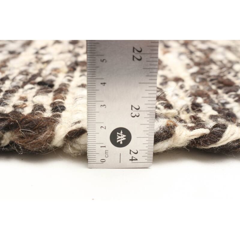 ECARPETGALLERY Braid weave Sienna Dark Brown Wool Rug - 6'5 x 8'8