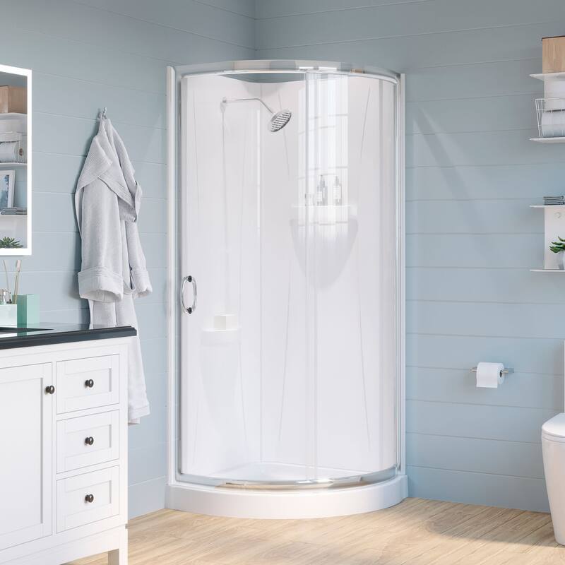 Ove Decors 15SKA-BREE34-AC Breeze 34" L x 34" W x 73.25" H Round - Satin Nickel