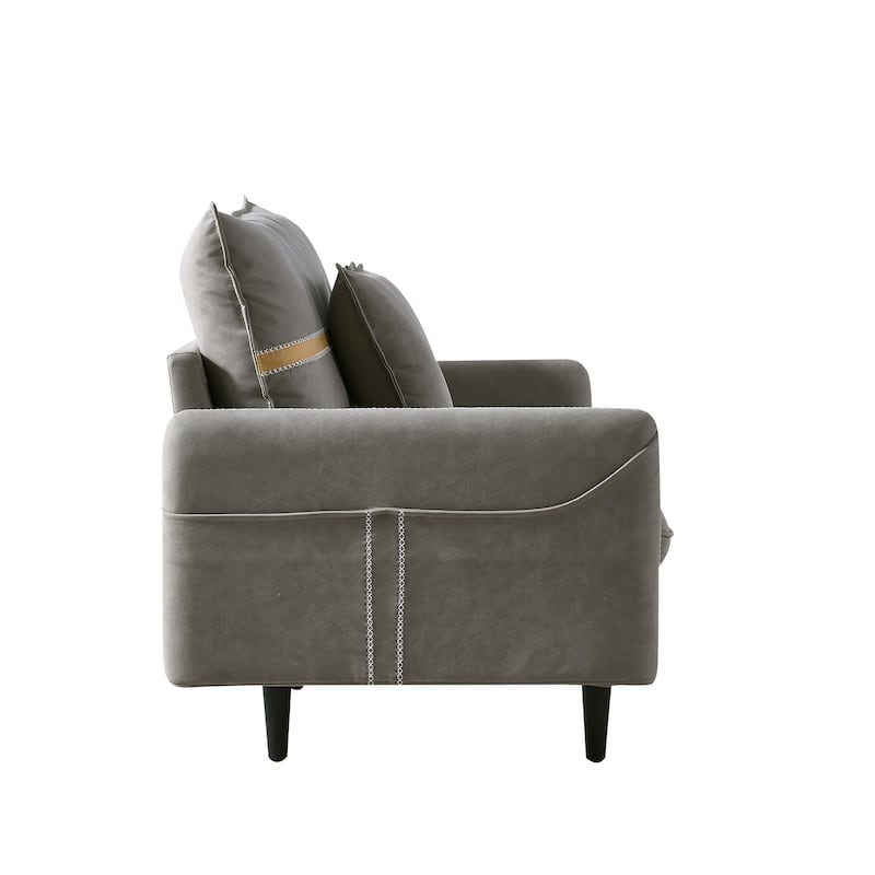 3-Seat Sofa Couch, Mid-Century Tufted Love Seat With 2 Pillows for Living Room