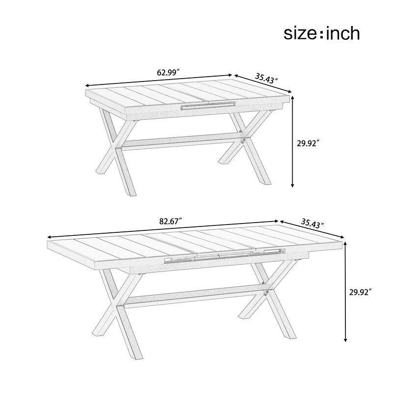 7-Piece Outdoor Extendable Dining Set with Extendable Table and 6 Armrest Chair