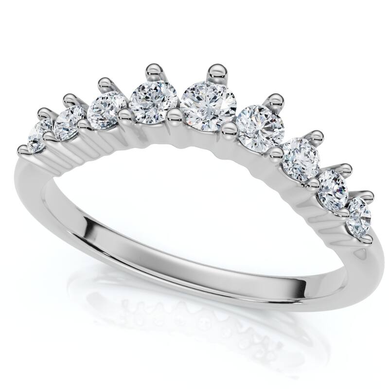 3/8Ct Diamond Contour Wedding Guard Ring Womens Band Gold Lab Grown