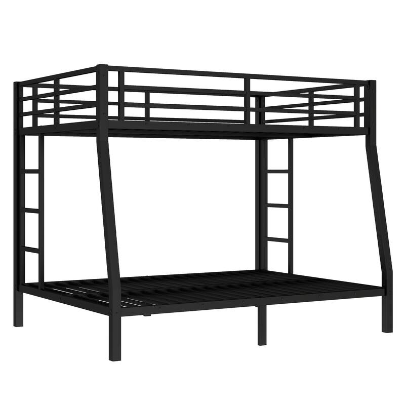 Full XL over Queen Metal Bunk Bed for Adults - Sturdy Frame, Noise Reduced, Under-Bed Storage