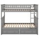 preview thumbnail 17 of 18, Twin over Twin Bunk Bed with Drawers and Fence-Shaped Guardrails