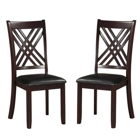 Set of 2 PU Upholstered Side Chair in Black and Espresso Finish