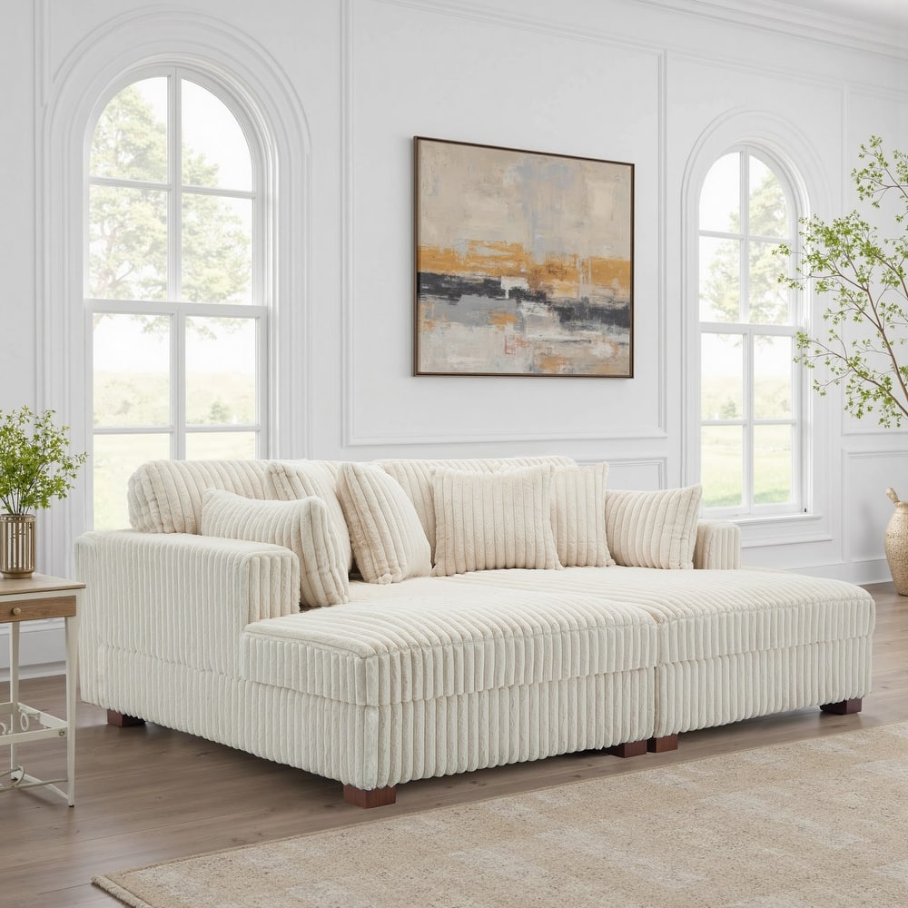 DREAMSIDEA Oversized Flannel Fabric Modular Sectional Sofa