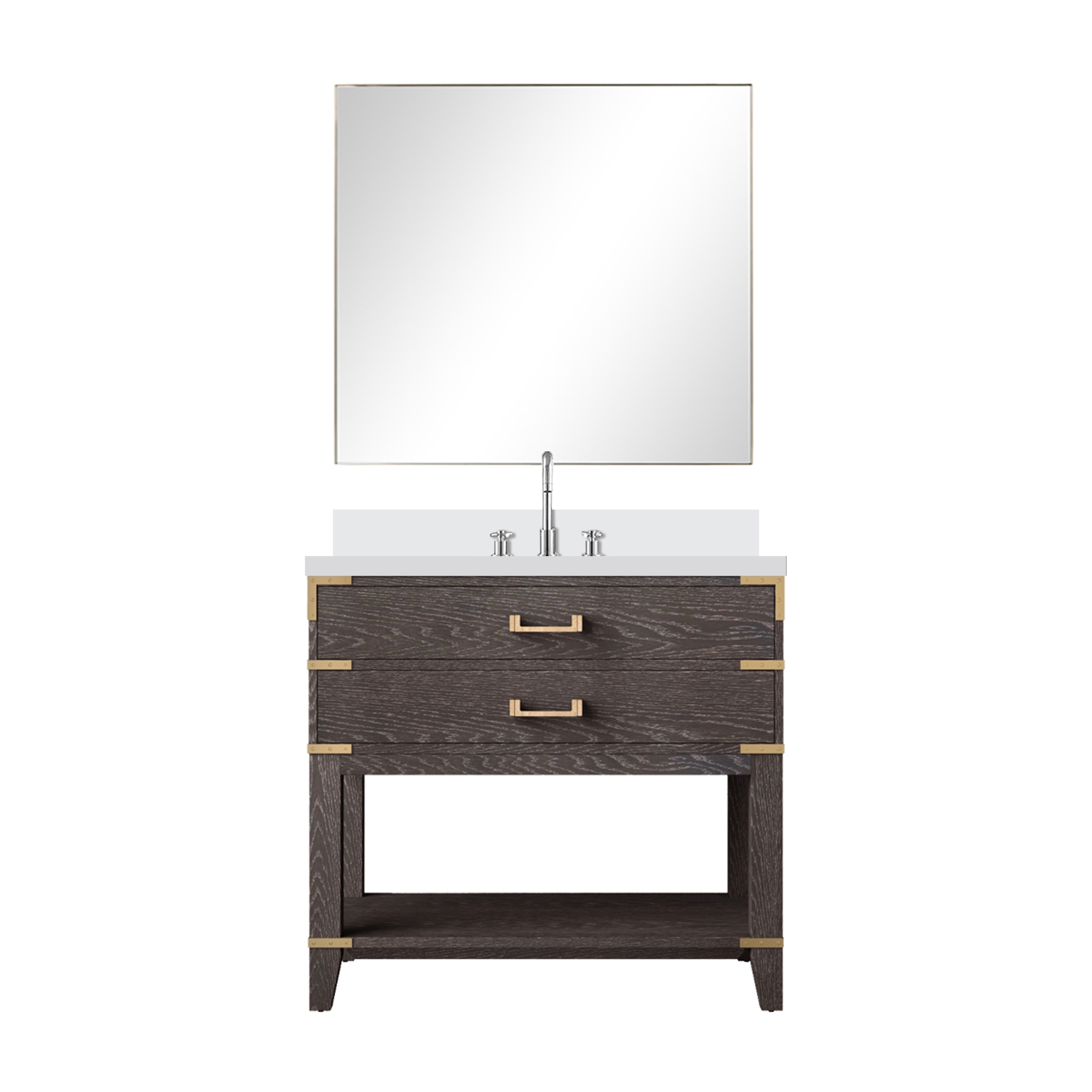 Norwalk Bath Vanity with Quartz Top, Sink, Mirror and Faucet