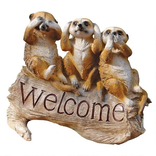 13.5" Meerkat Trio Welcome Sign Hand-painted Statue - N/A