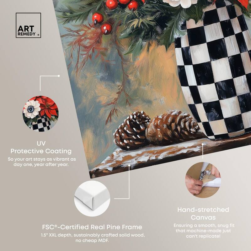 Checkerboard Vase Blooms II Canvas by Art Remedy, Gallery Wrapped