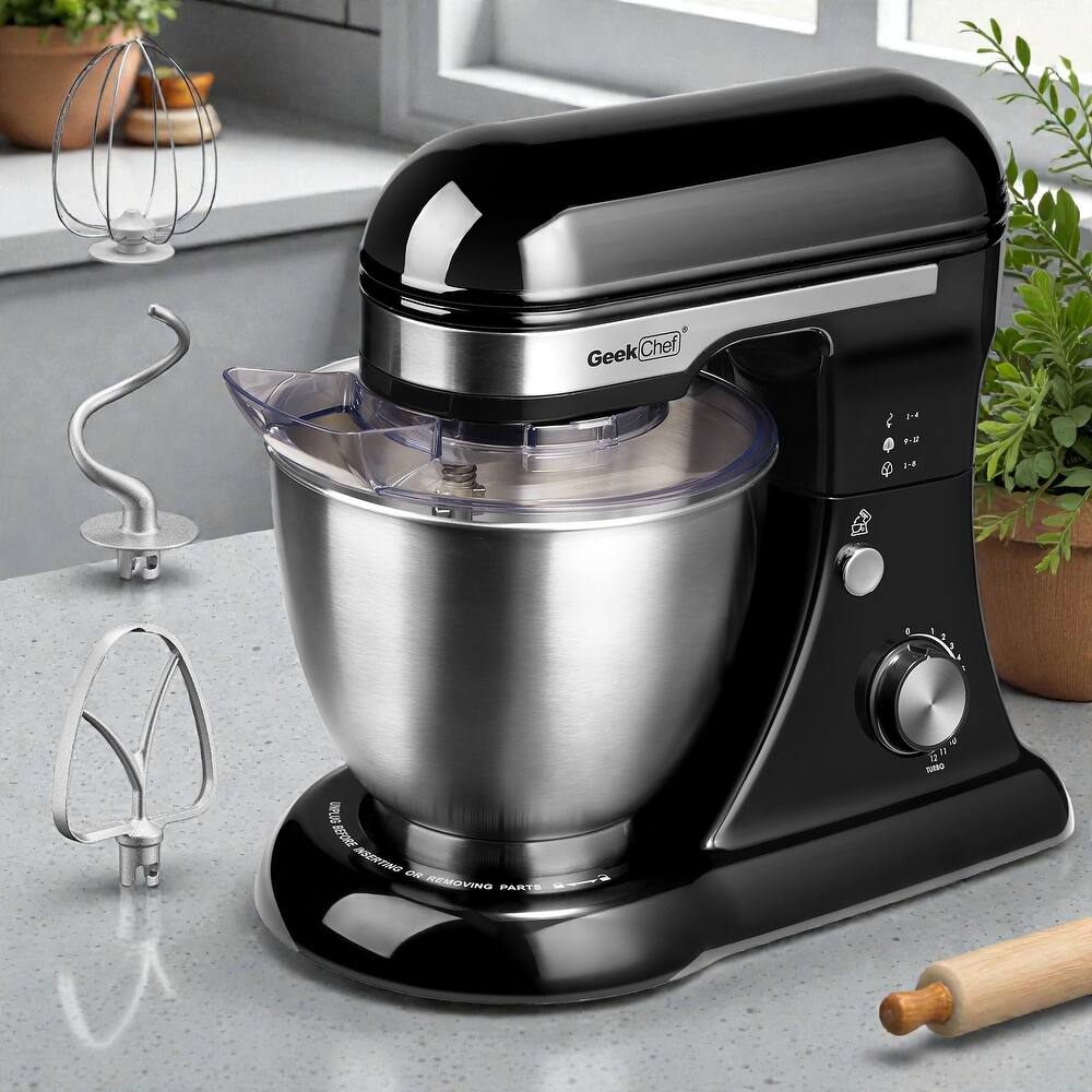4.8QT Electric Stand Mixer, 12 Speed Tilt Head Food Mixer with Dough Hook, Whisk, Beater, Stainless Bowl