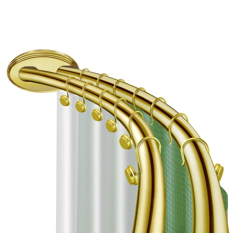 Utopia Alley Rustproof Wall Mounted Aluminum Double Curved Shower Curtain Rod, Screw Mount Rod, Adjustable Rod from 45" to 72" - Gold