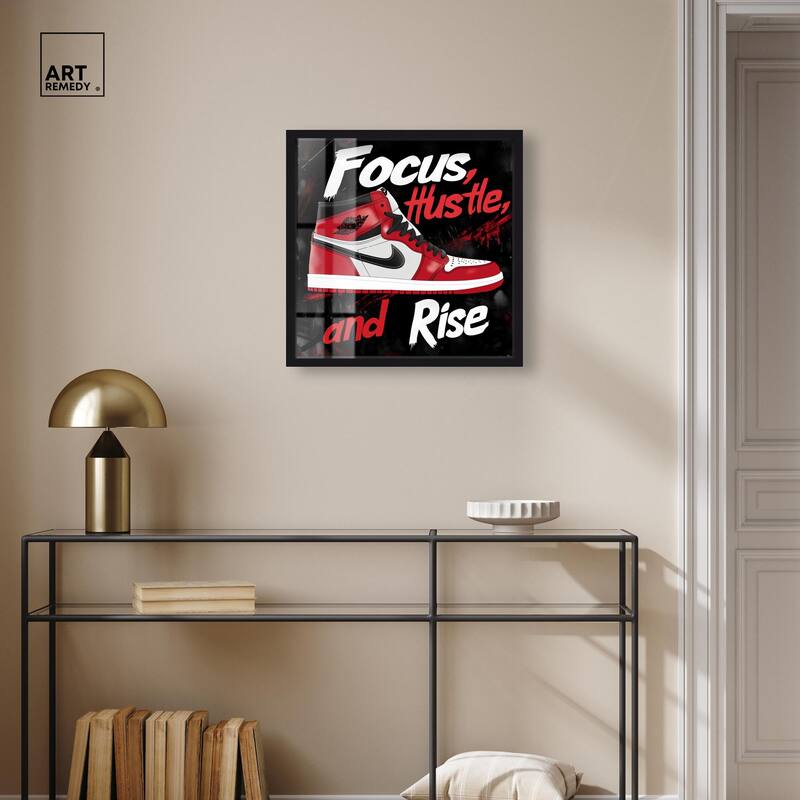 Hustle and Rise Sneaker Red Shadowbox by Art Remedy