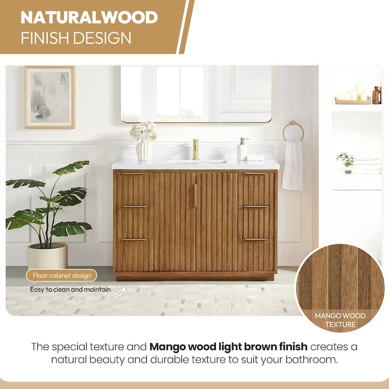 Bangkok Bath Vanity with White Grain Stone Top, no Mirror