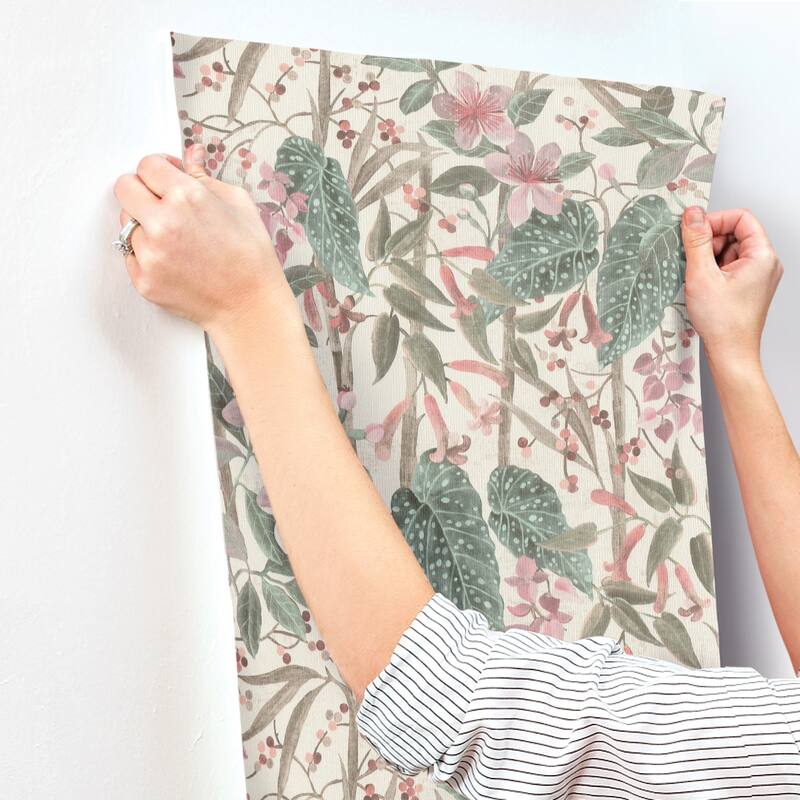 A-Street Prints Kalina Teal Floral Fruits Wallpaper