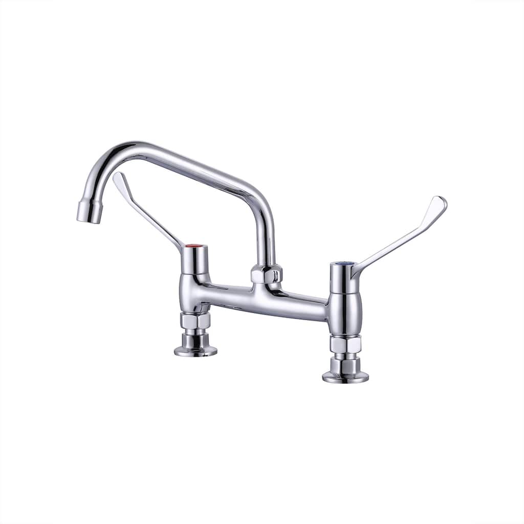 WOWOW Double Handles Deck Mount Faucet with 8 in. Swivel Spout