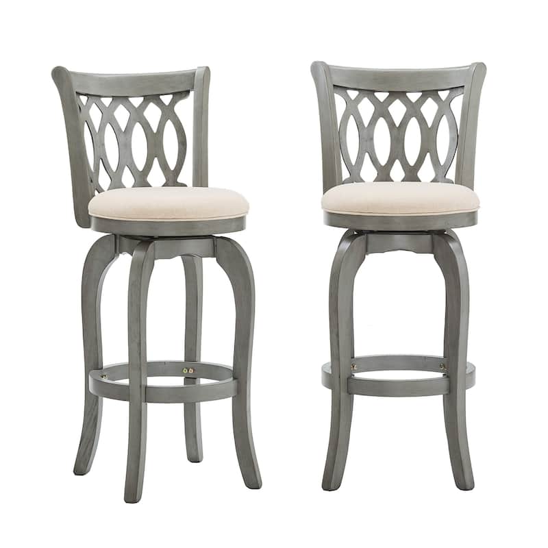 Rovinj Scroll Back Swivel Bar Stool - Antique Grey-Beige