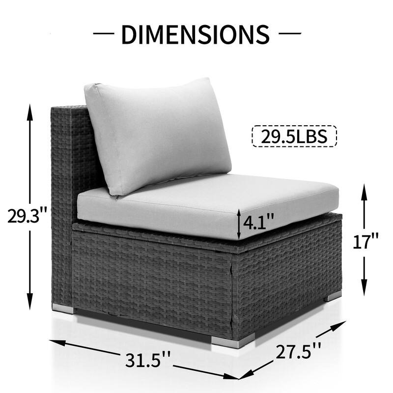 FINCATI Outdoor Sectional Conversation Set, 500 lbs Wicker Deep Seating Set, Loveseat/ Corner/ Ottoman Selectable