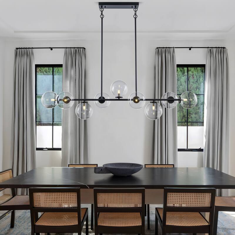 Starsky 9-Light Kitchen Island Linear Chandelier with Globe Bubble