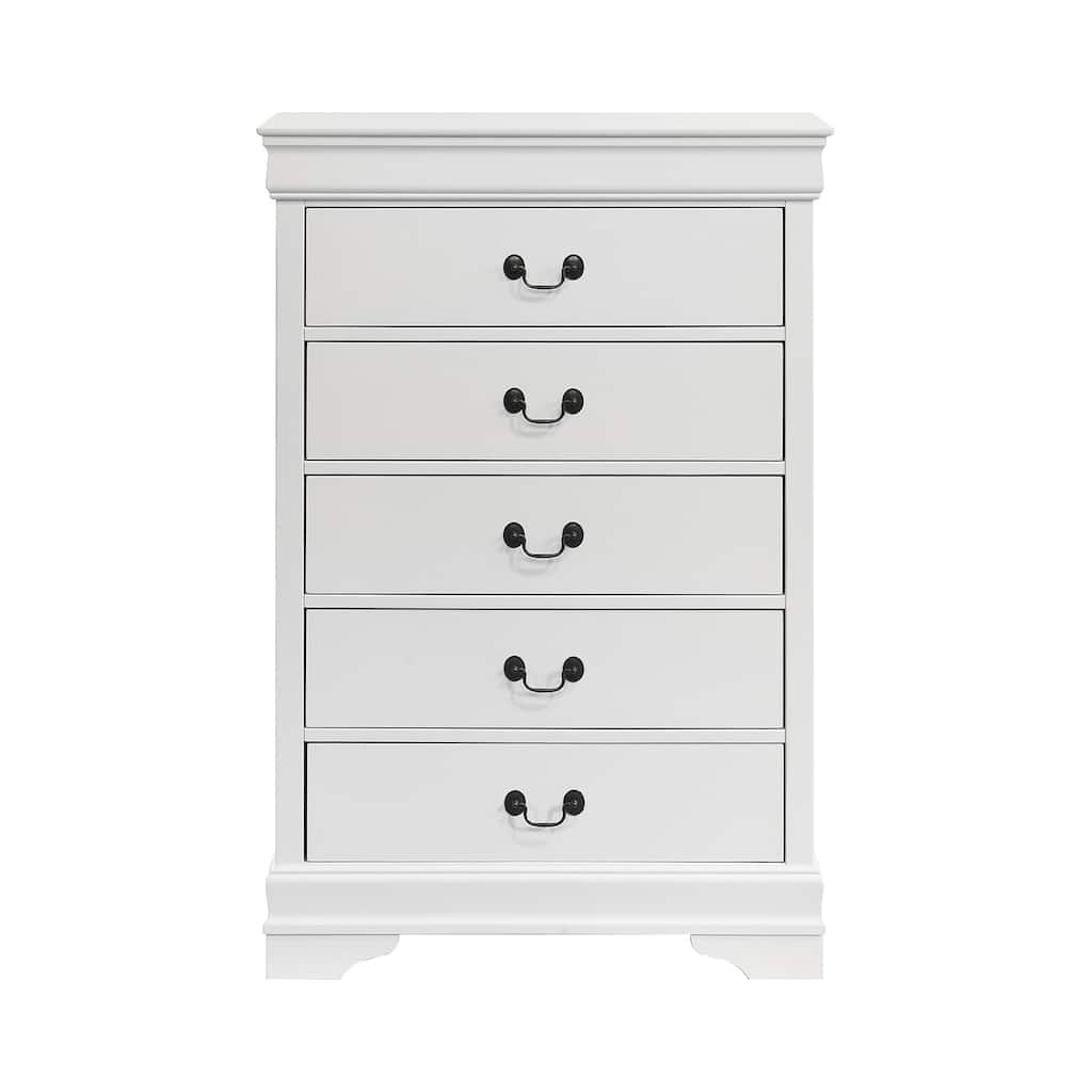 5-drawer Wooden Chest with Bracket Legs in White