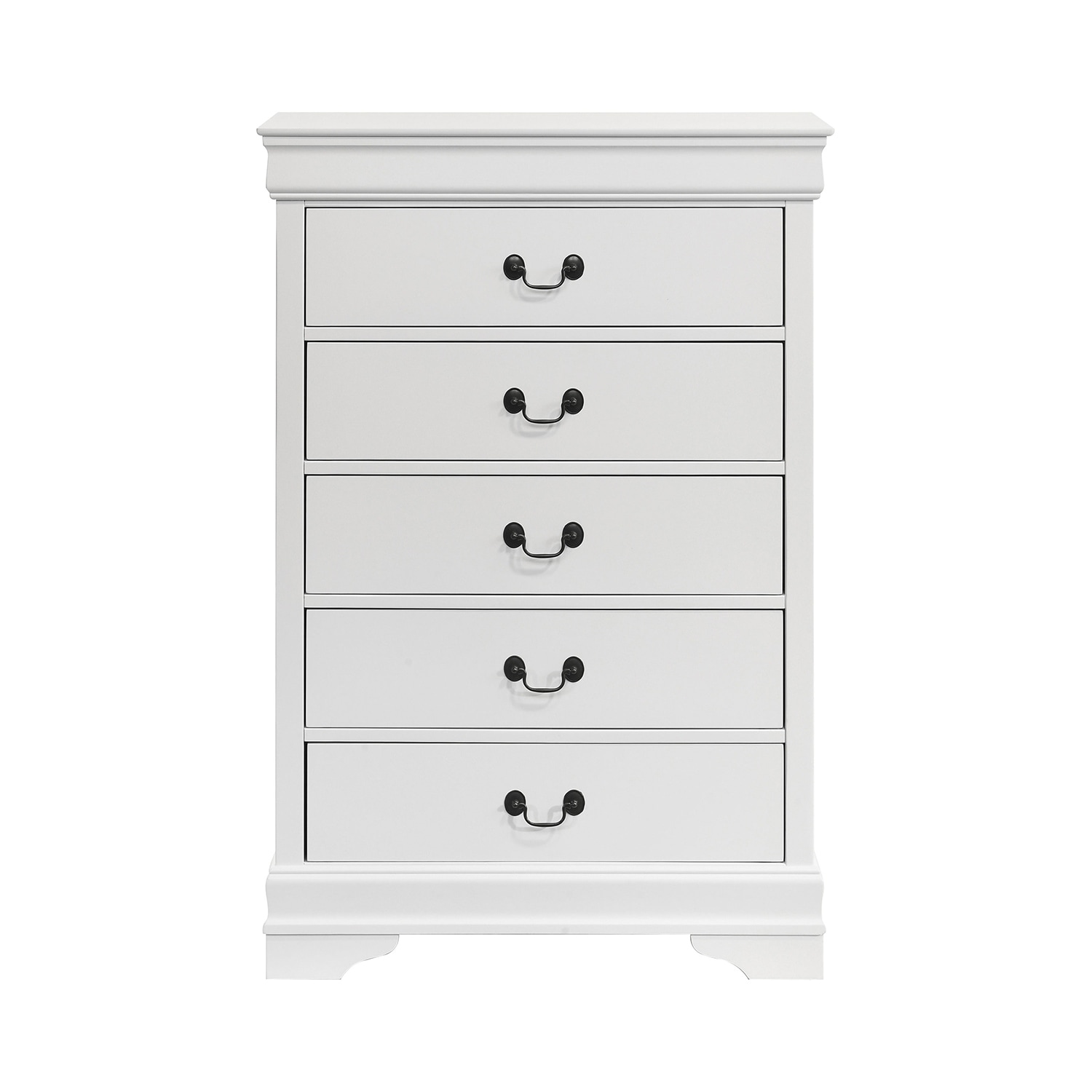 5-drawer Wooden Chest with Bracket Legs in White